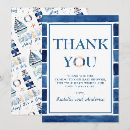 Nautiskt nautiskt tack för spädbarn kort
