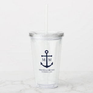 Nautiskt Navy Blå Ankare Bröllop Take Away Mugg