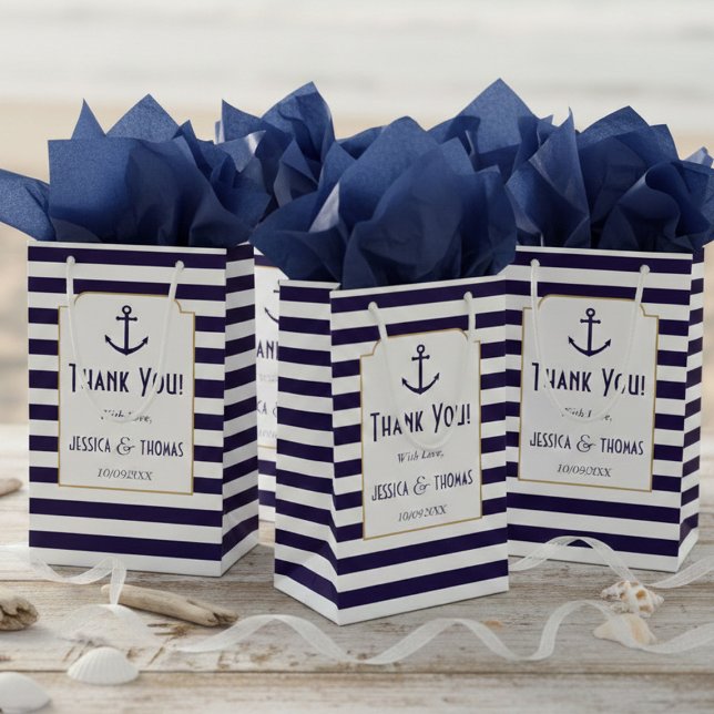 Nautiskt Navy & Vit Randig Ankar Bröllop (Skapare uppladdad)