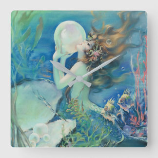 Nautiskt pärlemorfärg nautiskt hav för fyrkantig klocka