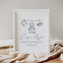 Nautiskt pojkens babyskor Diaper Raffle-tecken Poster