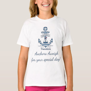 Nautiskt Randigt Ankare Födelsedag T Shirt