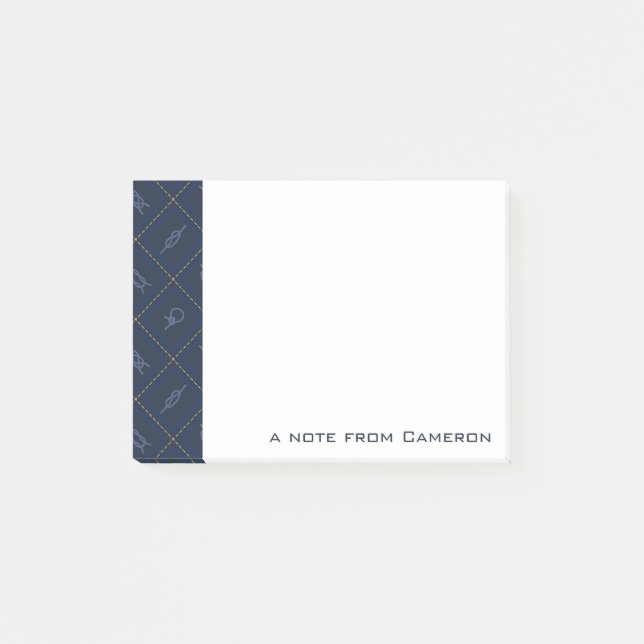 Nautiskt repfnurramönster | tillfogar ditt namn post-it block (Framsida)