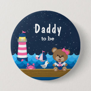 Nautiskt Rosa och marin pappa att vara Knapp