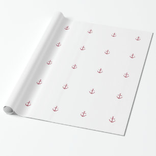 Nautiskt rött ankrar inpackning av papper presentpapper