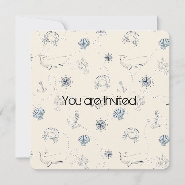 Nautiskt Sea Baby Shower Inbjudningar (Framsida)