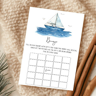 Nautiskt segelbåt baby shower Bingo-spel