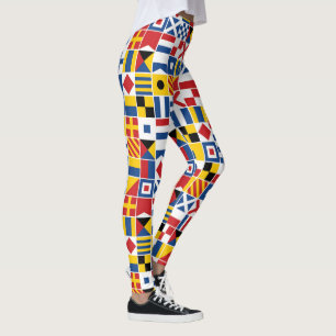 Nautiskt signalera flaggormönster leggings