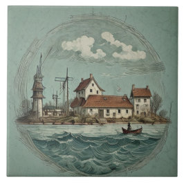 Nautiskt Sjölandskap, Oljemålning nr 15 Kakelplatta