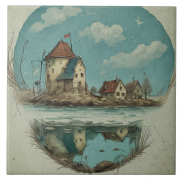 Nautiskt Sjölandskap, Oljemålning nr 16 Kakelplatta