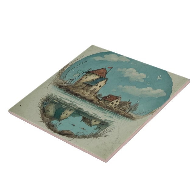 Nautiskt Sjölandskap, Oljemålning nr 16 Kakelplatta (Sidan)