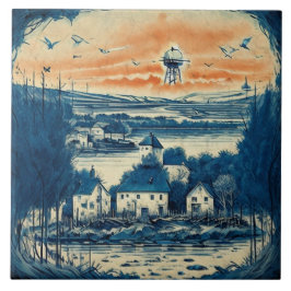 Nautiskt Sjölandskap Oljemålning nr 1 Kakelplatta