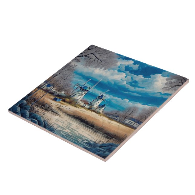 Nautiskt Sjölandskap Oljemålning nr 2 Kakelplatta (Sidan)