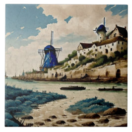 Nautiskt Sjölandskap Oljemålning nr 3 Kakelplatta