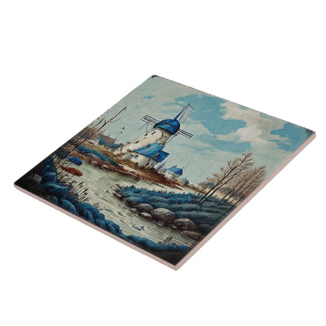 Nautiskt Sjölandskap Oljemålning nr 7 Kakelplatta (Sidan)