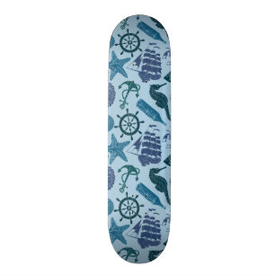 Nautiskt skuggar av blåttmönster old school skateboard bräda 21,6 cm