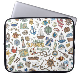 Nautiskt sommarstrand-tema laptop fodral