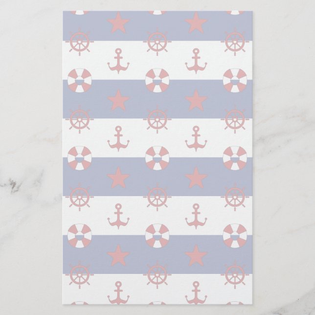 Nautiskt stars och stripesmönster brevpapper (Framsida)