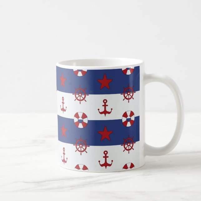 Nautiskt stars och stripesmönster kaffemugg (Höger)