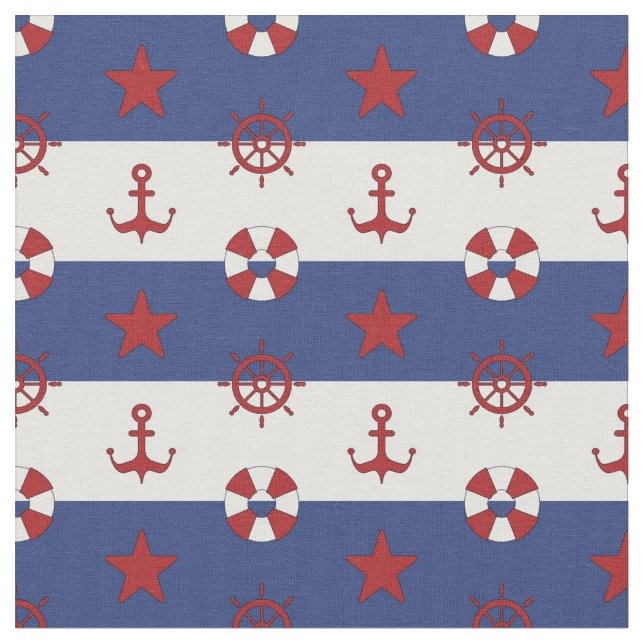 Nautiskt stars och stripesmönster tyg (Närbild)