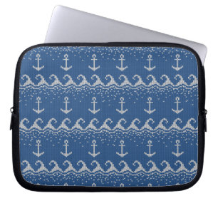 Nautiskt stickamönster laptop sleeve