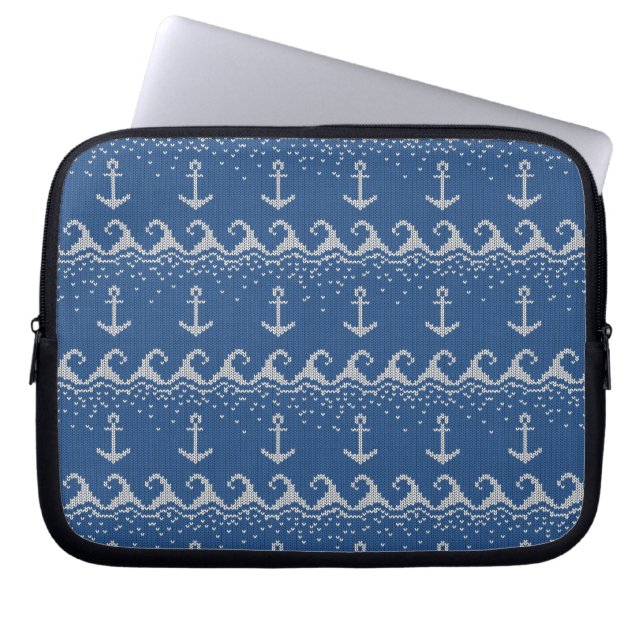Nautiskt stickamönster laptop sleeve (Framsidan)