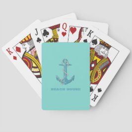 Nautiskt strandhus, Ankar, Rep, Mintgrön Casinokort