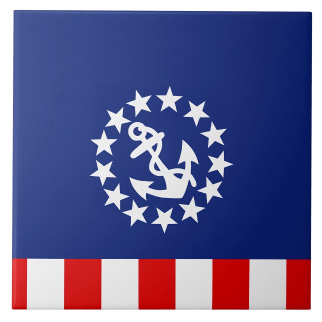 Nautiskt symbol för amerikanyachtflagga kakelplatta (Framsidan)