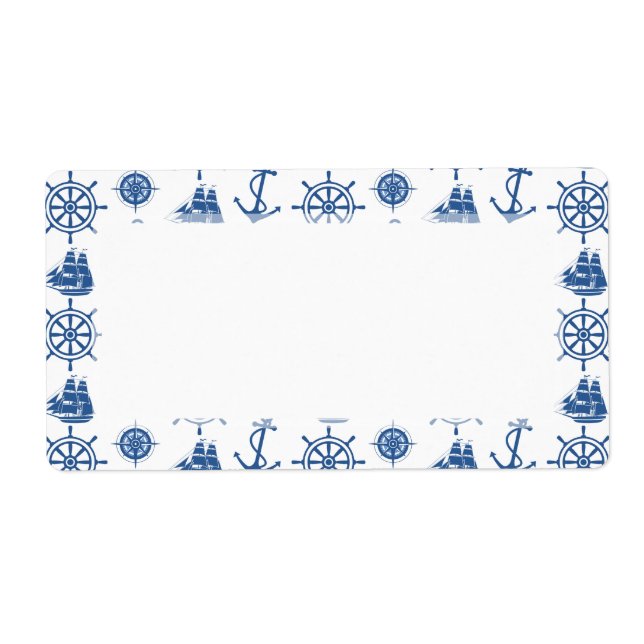 Nautiskt tema Anchor Blue och White Fraktsedel (Framsidan)