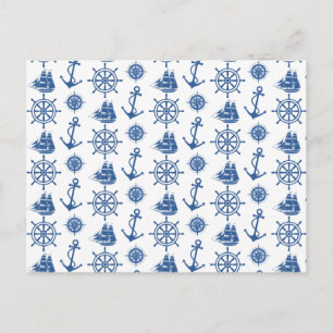 Nautiskt tema Anchor Blue och White Vykort