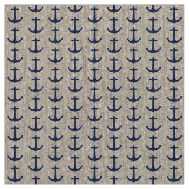 Nautiskt tema Ankar Marinblått Tyg (Provkarta)