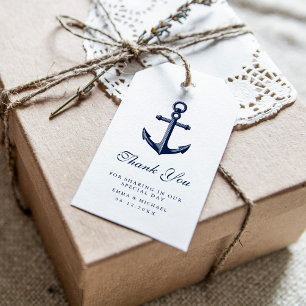 Nautiskt tema Bröllop Anchor Anpassningsbar Navy Presentetikett