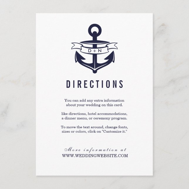 Nautiskt tema | BRÖLLOP Tilläggskort (Framsida)