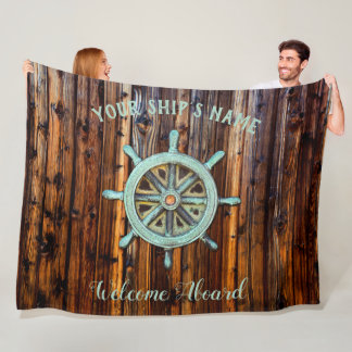 Nautiskt tema Bronze Captains Wheel Fleecefilt