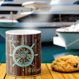 Nautiskt tema Bronze Captains Wheel Kaffemugg
