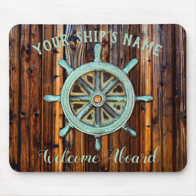 Nautiskt tema Bronze Captains Wheel Musmatta (Framsidan)