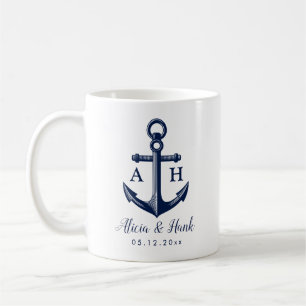 Nautiskt tema Ett par monogram Kaffemugg