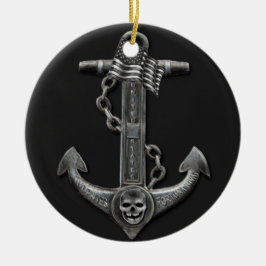 nautiskt tema för ankare av metallskrom i pirat julgransprydnad keramik