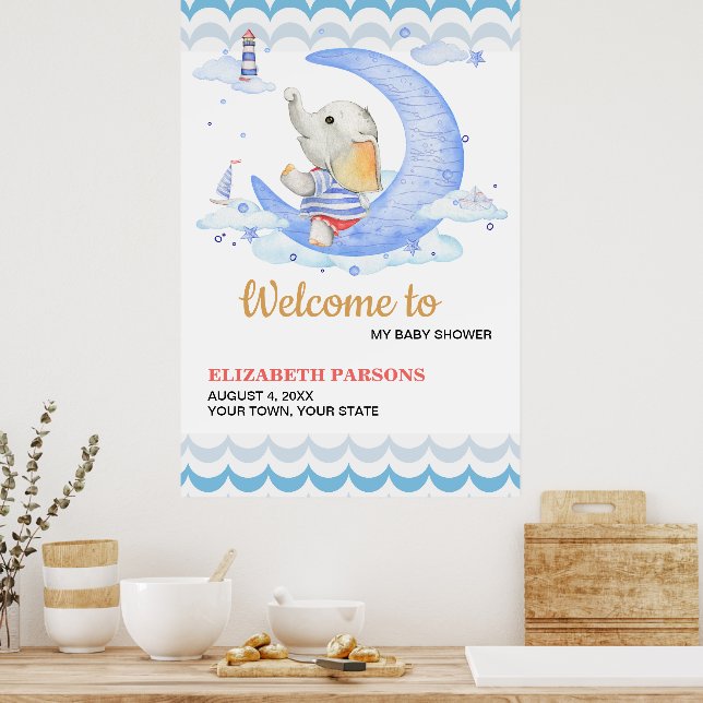 Nautiskt tema för babyvisningsprogrammet poster (Kök)