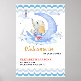 Nautiskt tema för babyvisningsprogrammet poster