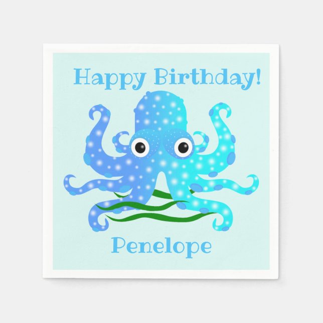 Nautiskt tema för det kust blåsta Octopus Pappersservett (Framsidan)