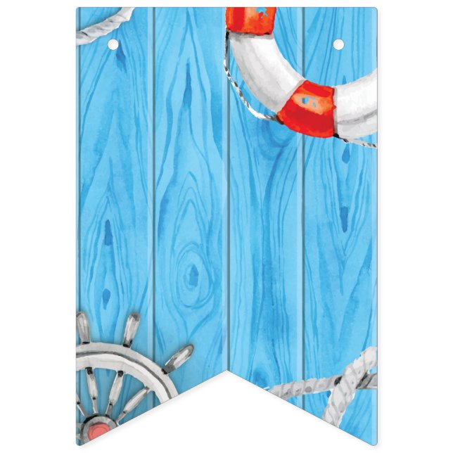 Nautiskt tema. Hjul för bojar, påsar och Frakter Vimplar (Första flaggan)