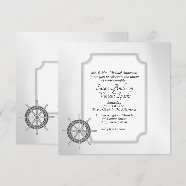 Nautiskt tema inbjudningar (Fram/baksida)