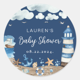Nautiskt tema marin rund sticker runt klistermärke