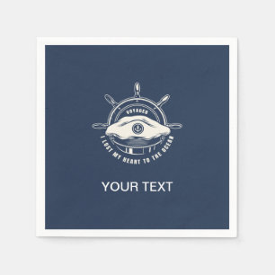 Nautiskt tema Navy Blue Din text Pappersservett