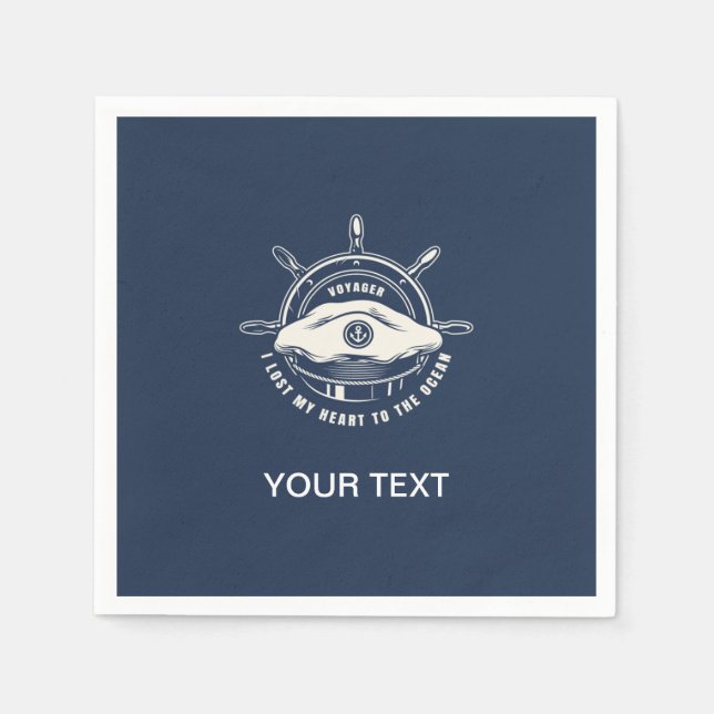 Nautiskt tema Navy Blue Din text   Pappersservett (Framsidan)