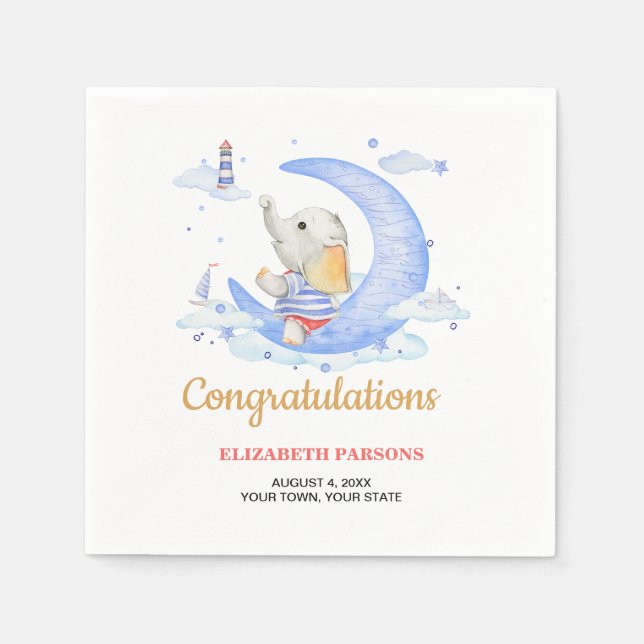 Nautiskt tema pojke baby shower pappersservett (Framsidan)