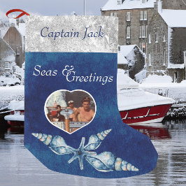 Nautiskt tema Sjöar och Hälsning Liten Julstrumpa