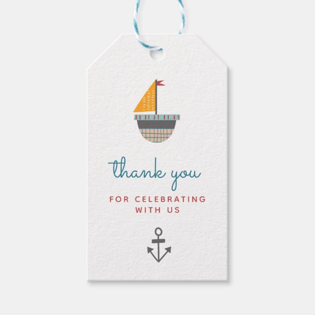 Nautiskt tema tack-kort presentetikett (Framsidan)