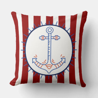 Nautiskt thérad Anchor Sailing Blue Red White Kudde